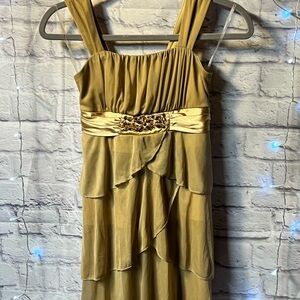 Elegant Gold Layered Kids/Juniors Dress